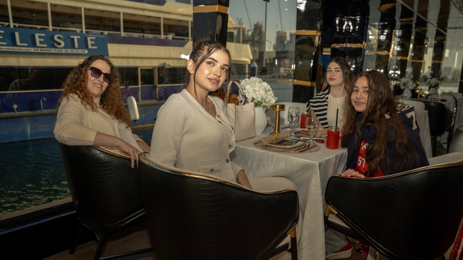 Guests relaxing at the marina