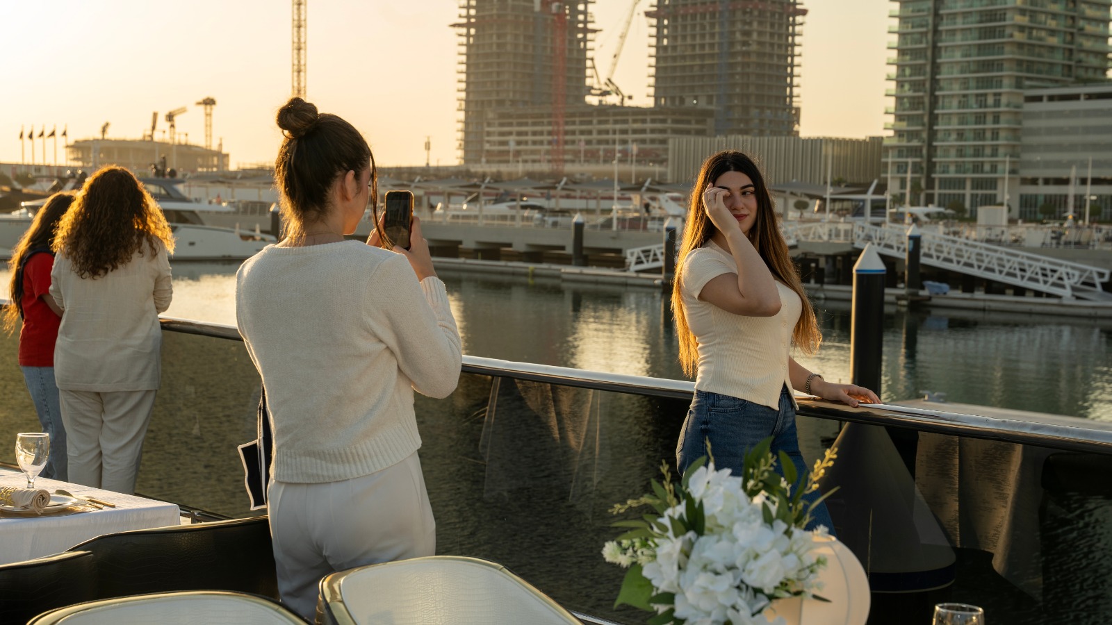 Golden-hour marina views