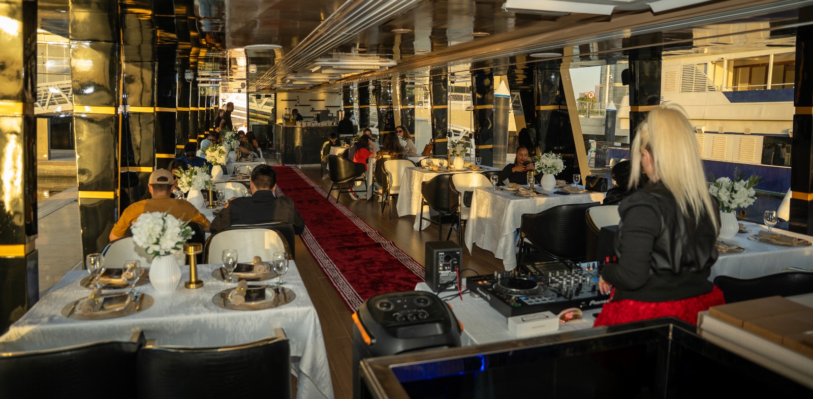 Spacious yacht deck and dining